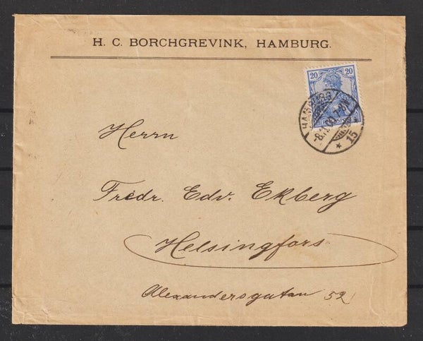 MiNr. 57 Einzelfrankatur, Hamburg nach Helsingfors 8.11.00 (s23091)