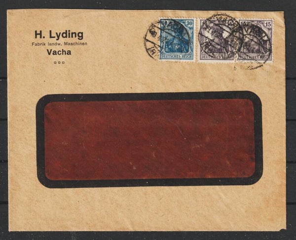 MiNr. 101 b (2x), 144 auf Brief VACHA  19.4.21, geprüft   (s23095)