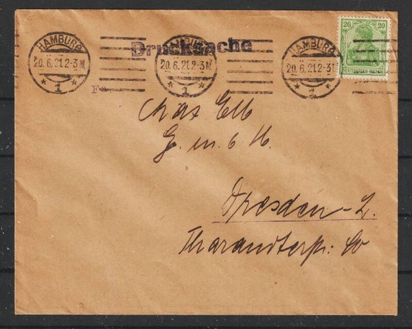 MiNr. 143 auf Drucksache, HAMBURG 20.6.21  (s23095)
