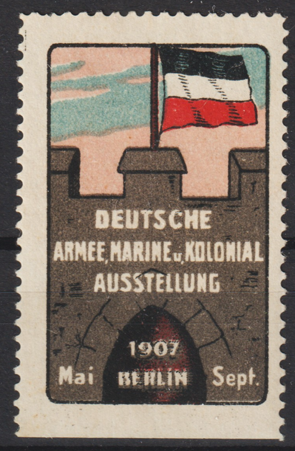 Vignette, Reklamemarke "Deutsche Armee, Marine u. Kolonial Ausstellung 1907"   (s23120)
