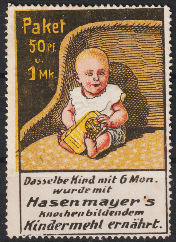 Vignette, Reklamemarke "Kindermehlfabrik Hugo Hasenmayer Pforzheim"  (s23120)