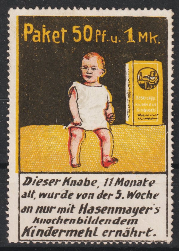 Vignette, Reklamemarke "Kindermehlfabrik Hugo Hasenmayer Pforzheim"  (s23120)