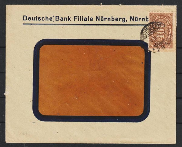 MiNr. 222 auf Brief NÜRNBERG 13.8.23  (s23143)