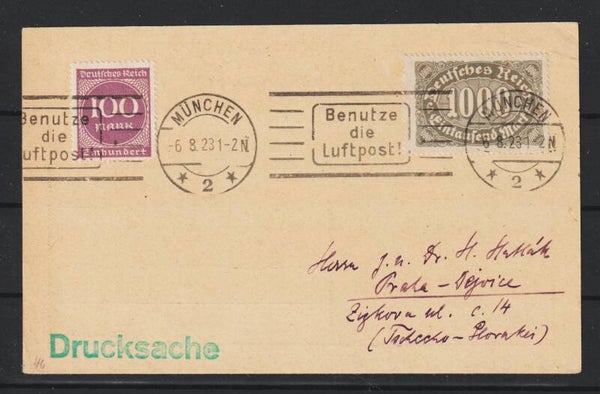 MiNr. 252, 268 auf Drucksache MÜNCHEN 6.8.23 (s23143)