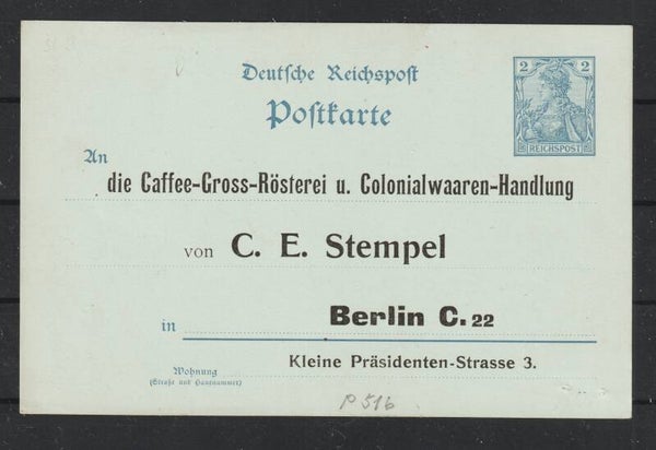 Ganzsache PP "C.E.Stempel Caffee-Gross-Rösterei Berlin"  (s23150)