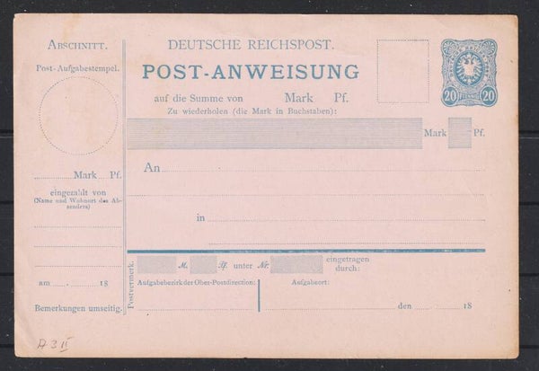 Postanweisung A 3 II, Druckdatum 1184  (s23155)