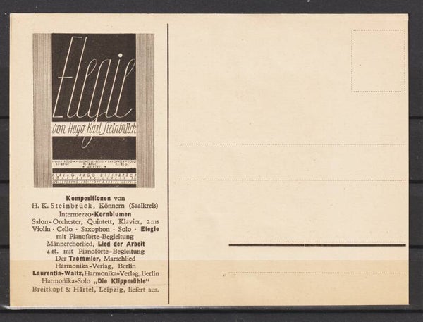 Postkarte Elegie, H. K. Steinbrueck Orchester Kompositionen   (s24016)