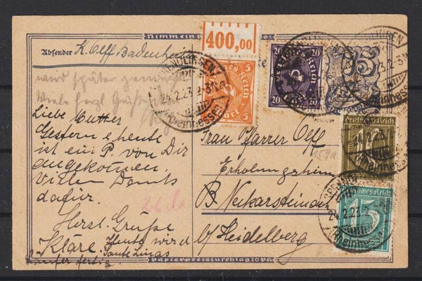 Ganzsache P 146 ZuF, SPRENDLINGEN 24.2.23  (s24024)