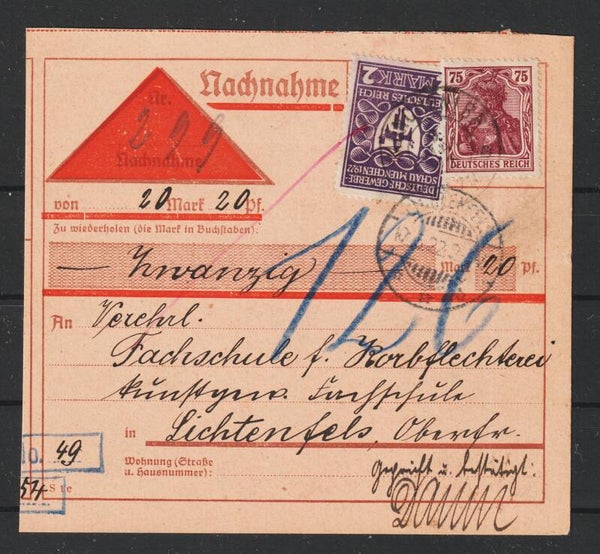 Nachnahme Karte MiNr. 197, 200  (s24031)