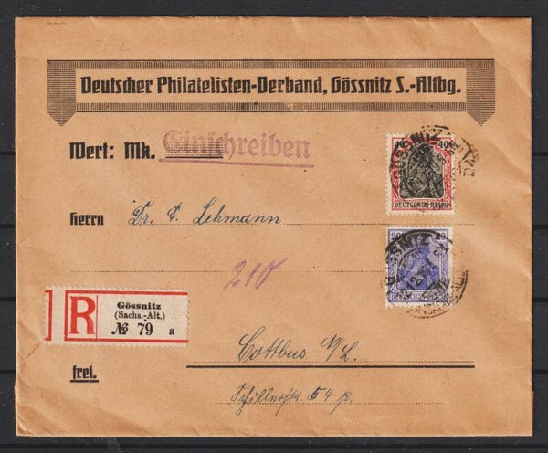 MiNr. 87, 90 R-Brief, GÖSSNITZ 12.12.19, 2 Vignetten (s24033)