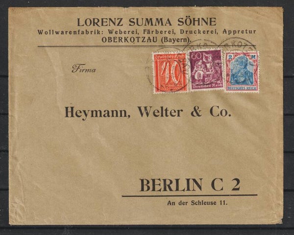 "Wollwarenfabrik LORENZ SUMMA SÖHNE",   OBERKOTZAU 13.MRZ.22   (s24035)