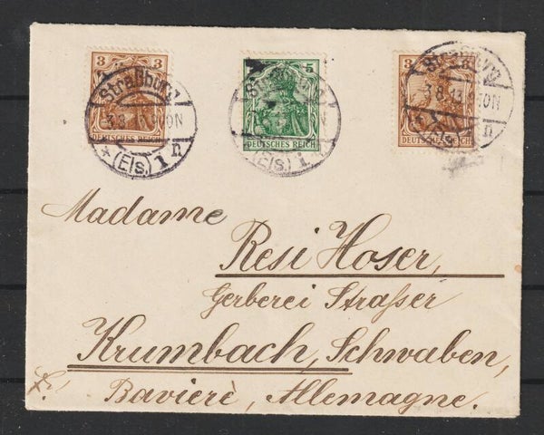 MiNr. 84, 85 auf Brief, STRASSBURG  3.8.13   (s24038)