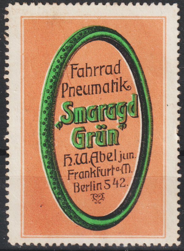 Vignette, Reklamemarke "Fahrrad Pneumatik Smargt Grün"  (s24039)