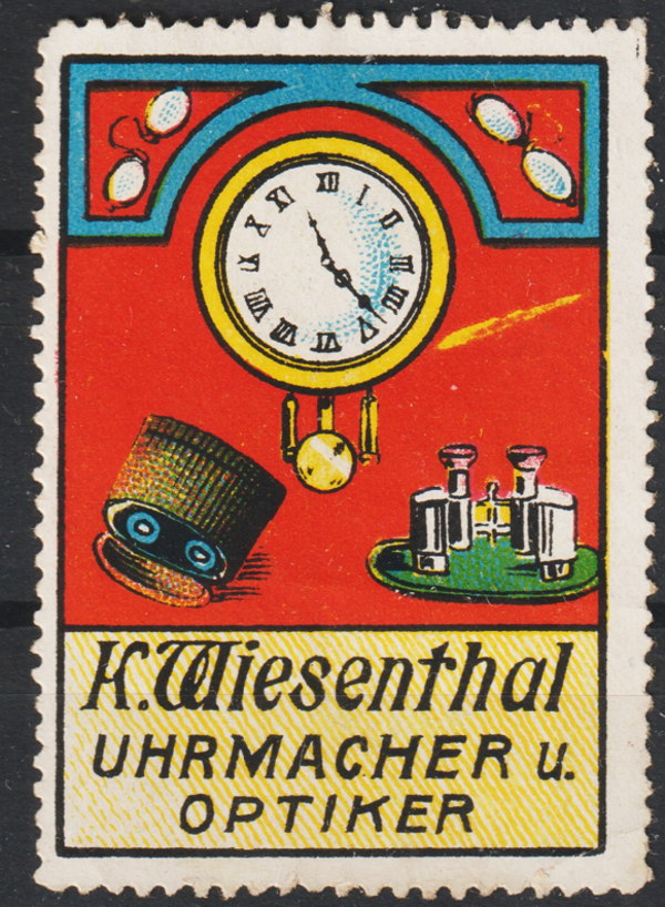 Vignette, Reklamemarke "K. Wiesenthal Uhrmacher u. Optiker"  (s24039)