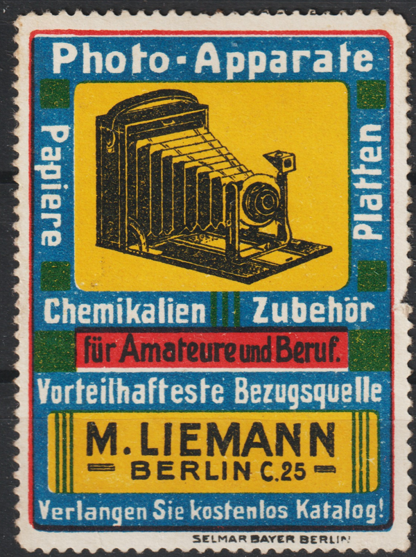 Vignette, Reklamemarke "PHOTO-APPARATE  M. LIEMANN BERLIN"   (s24039)
