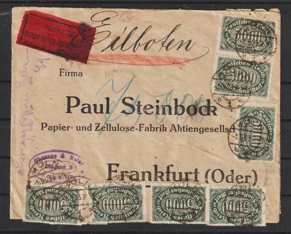MiNr. 256 (30x) auf Eilboten Brief  KÖLN 1.9.23, Ersttag PP 17   (s24044)