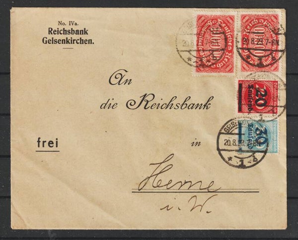 MiNr. 257, 282, 285 Brief GELSENKIRCHEN 20.(8).23  (s24052)