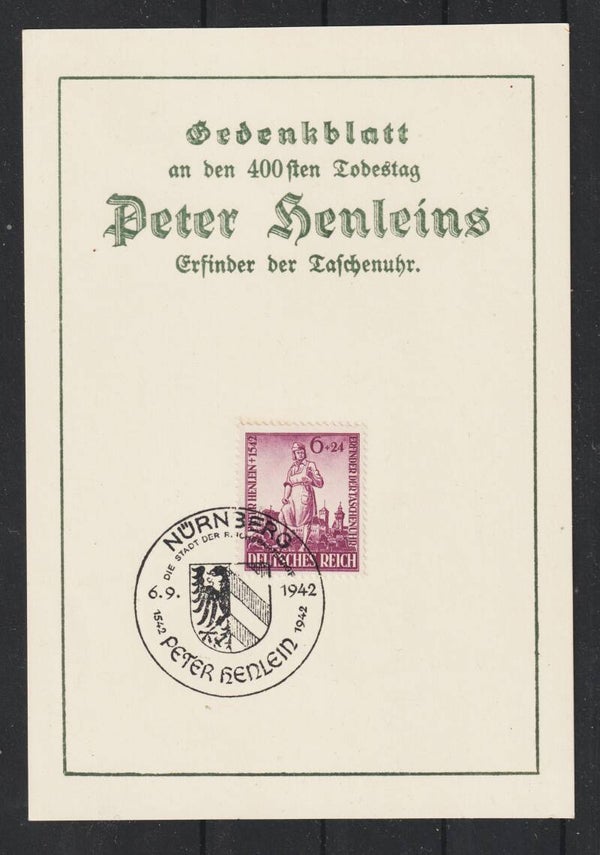 Gedenkblatt "400. Geburtstag Peter Henleins" mit MiNr. 819  (s24061)