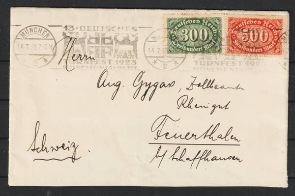 MiNr. 221, 223 Brief MÜNCHEN 14.7.23  (s24063)