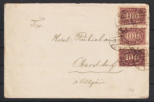 MiNr. 219 MeF auf Brief  KÖLN  2.7.23  (s24065)