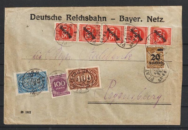 MiNr. 250, 253, 268, 281, D 81 in MiF PLATTLING 28.AUG.23 (s24065)