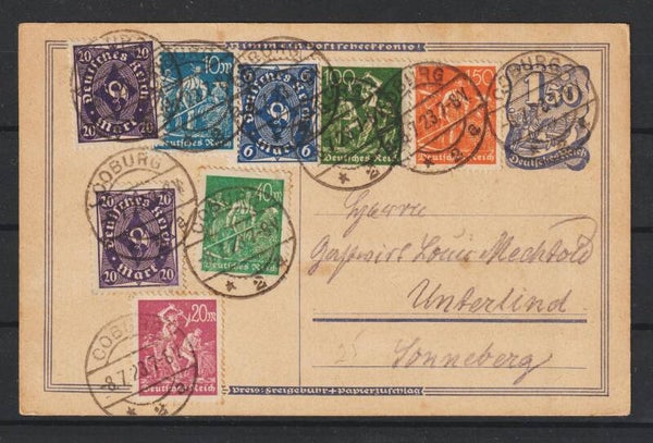 Ganzsache P 148  ZuF, COBURG 8.7.23  (s24065)