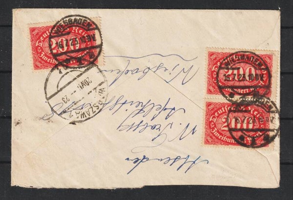 MiNr. 248 (3x) Brief WIESBADEN 16.7.23  (s24066)