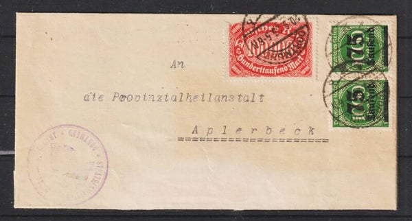 MiNr. 288 (2x), 257  Brief DORTMUNG 20.9.23  (s24066)