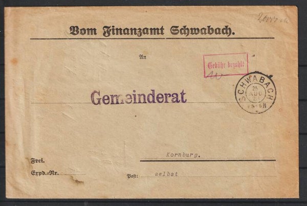 roter R1 “Gebühr bezahlt”,  SCHWABACH 25.AUG.23  (s24066)