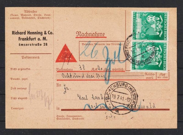 MiNr. 769 auf Nachnahme Karte FRANKFURT 18.7.52 !  (s24068)