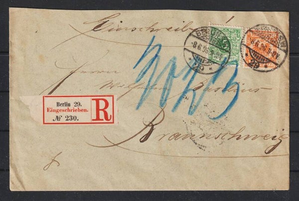MiNr. 49, 46 auf R-Brief BERLIN 8.6.96  (s24069)
