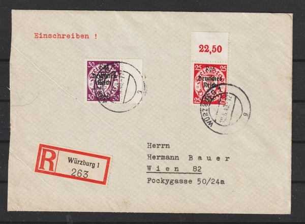 MiNr. 724 Oberrand, 725 auf R-Brief, WÜRZBURG 10.6.40  (s24070)