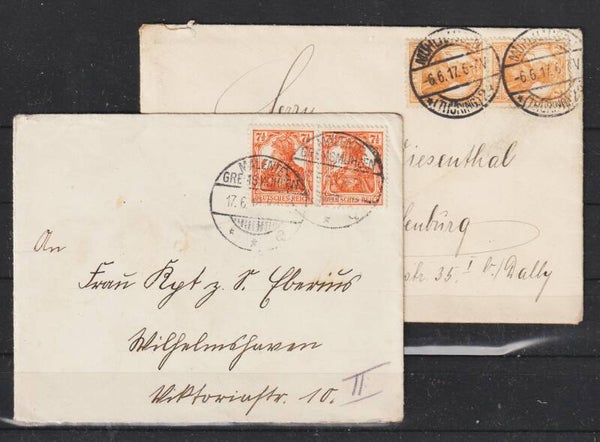 MiNr. 99 a/b Mef Brief,  MÜHLHAUSEN 6.6.17 // MALENTE GREMSMÜHLEN 17.6.18 (s24071)