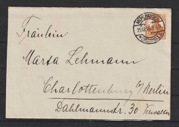 MiNr. 100 EF auf Brief  MÜHLHAUSEN 25.6.16 (s24072)