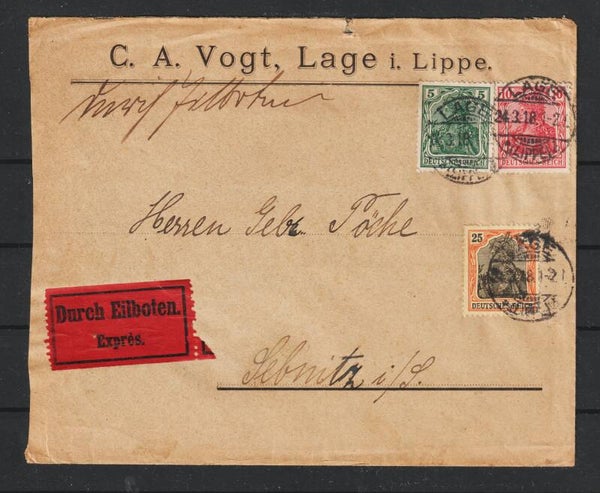 MiNr. 85, 86, 88 Eilboten Brief LAGE 24.3.18   (s24072)