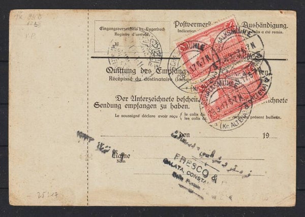 MiNr. 94 B II (2x), 87 Paketkarte SCHALKSMÜHLE 28.8.17  (s24072)