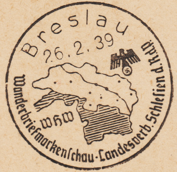 MiNr. 512 auf Postkarte, seltener WHW Stempel BRESLAU 26.2.39   (s24078)