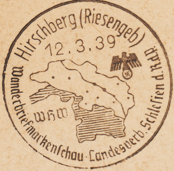 MiNr. 512 auf Postkarte, seltener WHW Stempel HIRSCHBERG 12.3.39 (s24078)