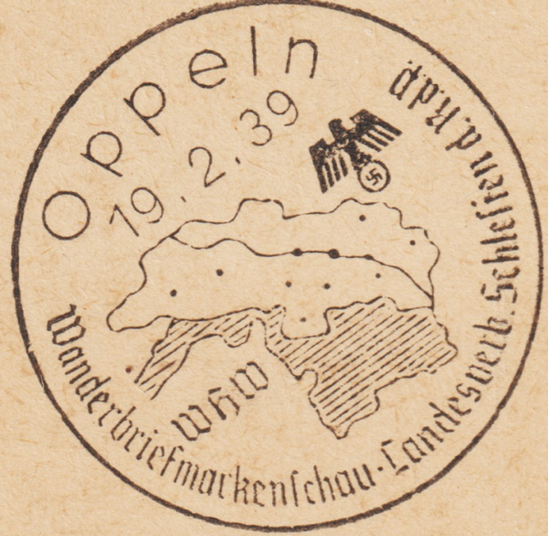MiNr. 512 auf Postkarte, seltener WHW Stempel OPPELN  19.2.39   (s24078)