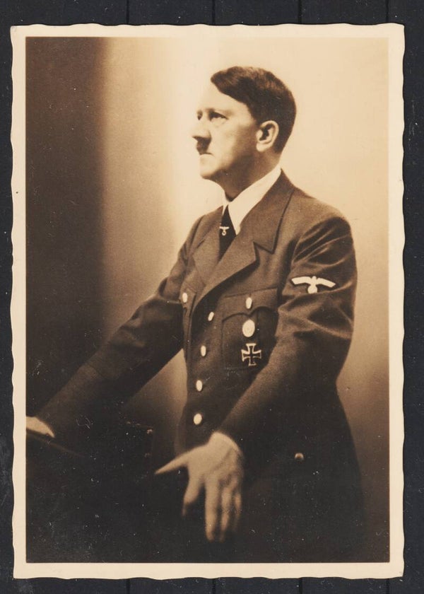 Echt-Foto Propaganda Karte Adolf Hitler,  MiNr. 818 SST   (s24079)