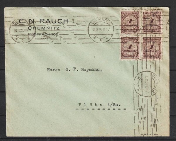 MiNr. 325 VB auf Drucksache  CHEMNITZ 30.11.23  (s24080)