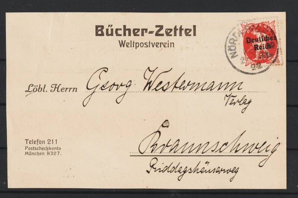 MiNr. 125 auf Bücherzettel  NÖRDLINGEN  16.FEB.22   (s24082)