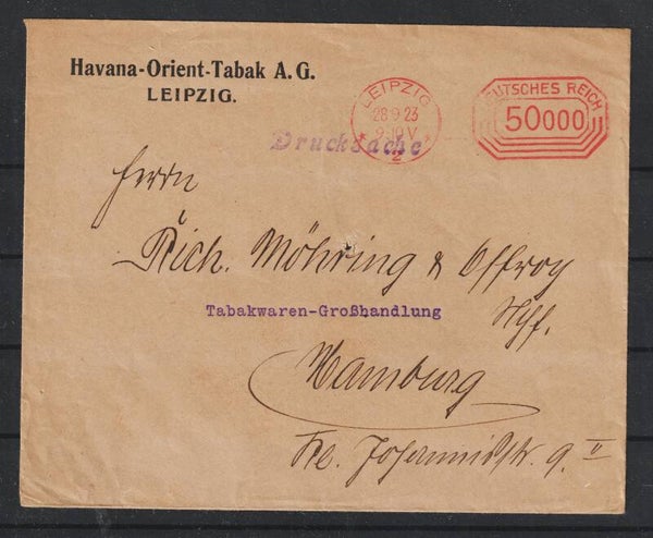 "Havana-Orient-Tabak A.G."  LEIPZIG  28.9.23 Freistempel    (s24083)