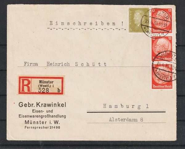 MiNr. 465, 485 (3x) auf R-Brief MÜNSTER 25.4.33  (s24086)