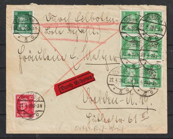 Eilboten Orts-Brief DRESDEN 27.4.29  (s24086)
