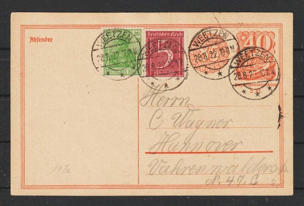Ganzsache P 153  WEETZEN  28.8.22  (s24112)