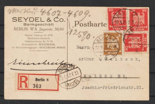 R-Postkarte  "SEYDER&CO."  BERLIN 12.9.25  (s24113)