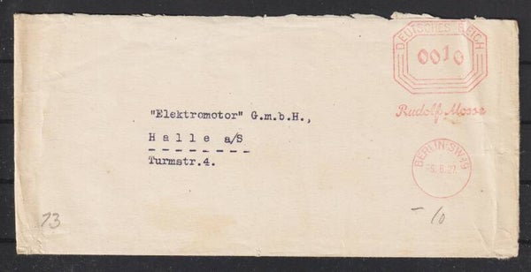 10 Pfennig Freistempel "Rudolf Mosse" BERLIN 9.8.27 (s24115)
