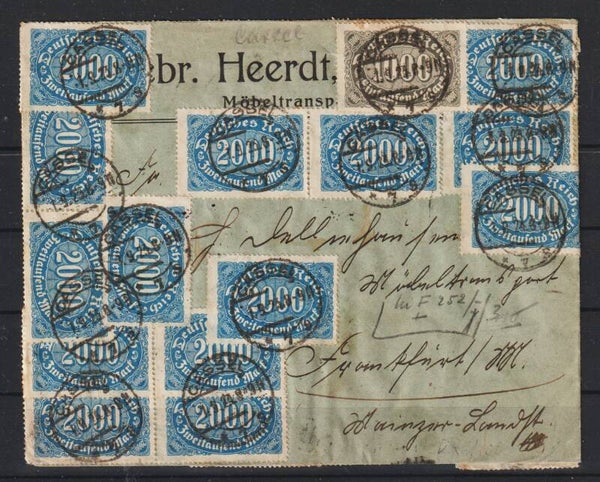 MiNr. 253 (37x), 252 auf Brief CASSEL 1.9.23, Ersttag PP 17   (s24119)