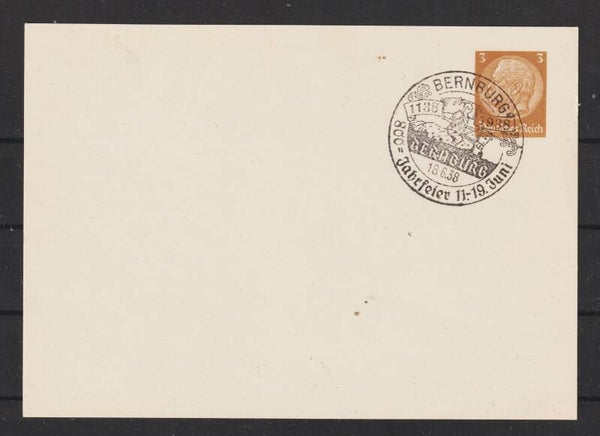 Ganzsache Sonderstempel "BERNBURG 800 JAHRFEIER 11.-19.JUNI 1938"  (s24123)